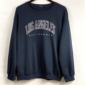 Navy Blue Los Angeles Graphic Long Sleeve Pullover